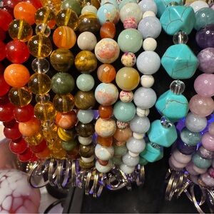 Handmade Gemstone Keychain Wirstlet